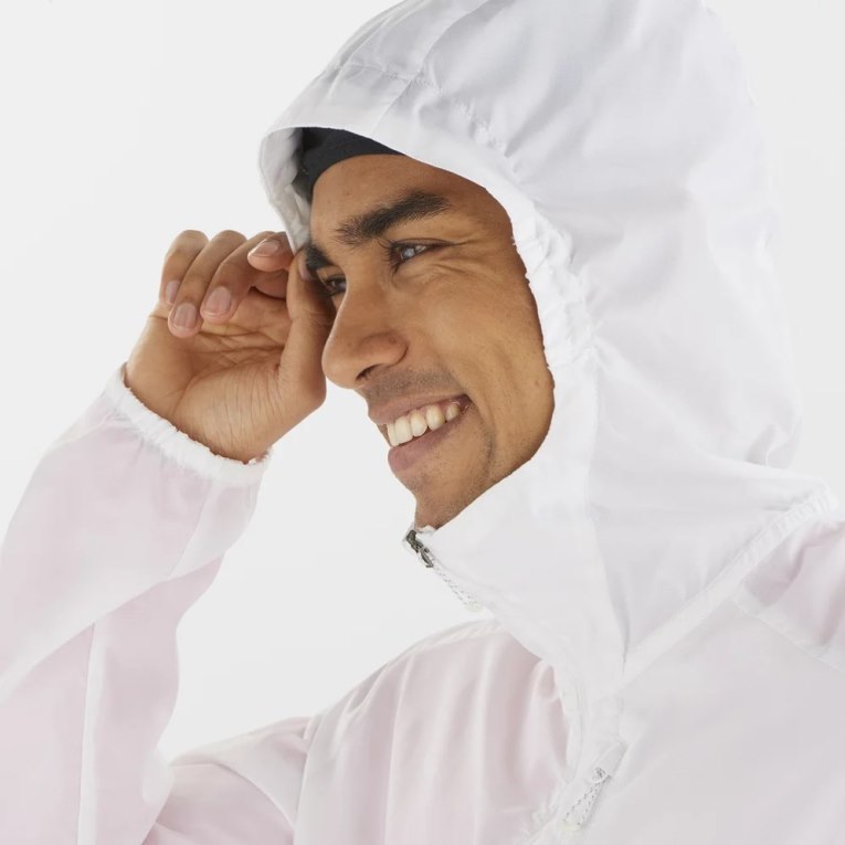 White Salomon Bonatti Cross Men's Windbreaker | PH 21085Q